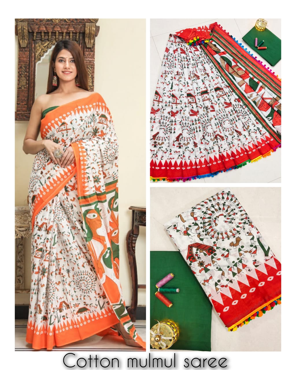 Hand block print Saree with blouse